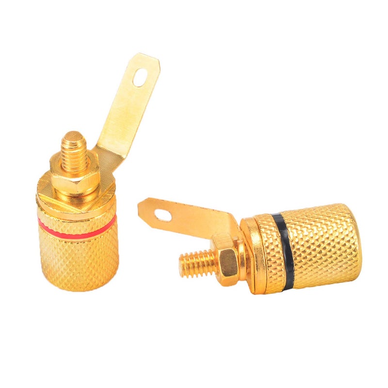 RuiLing 4-Pack 4mm Banana Jack Binding Post Gold Plated Female Socket Plug Terminal Connector for Loudspeaker Amplifier (2pcs Red and 2pcs Black Rubber Ring) - Image 2